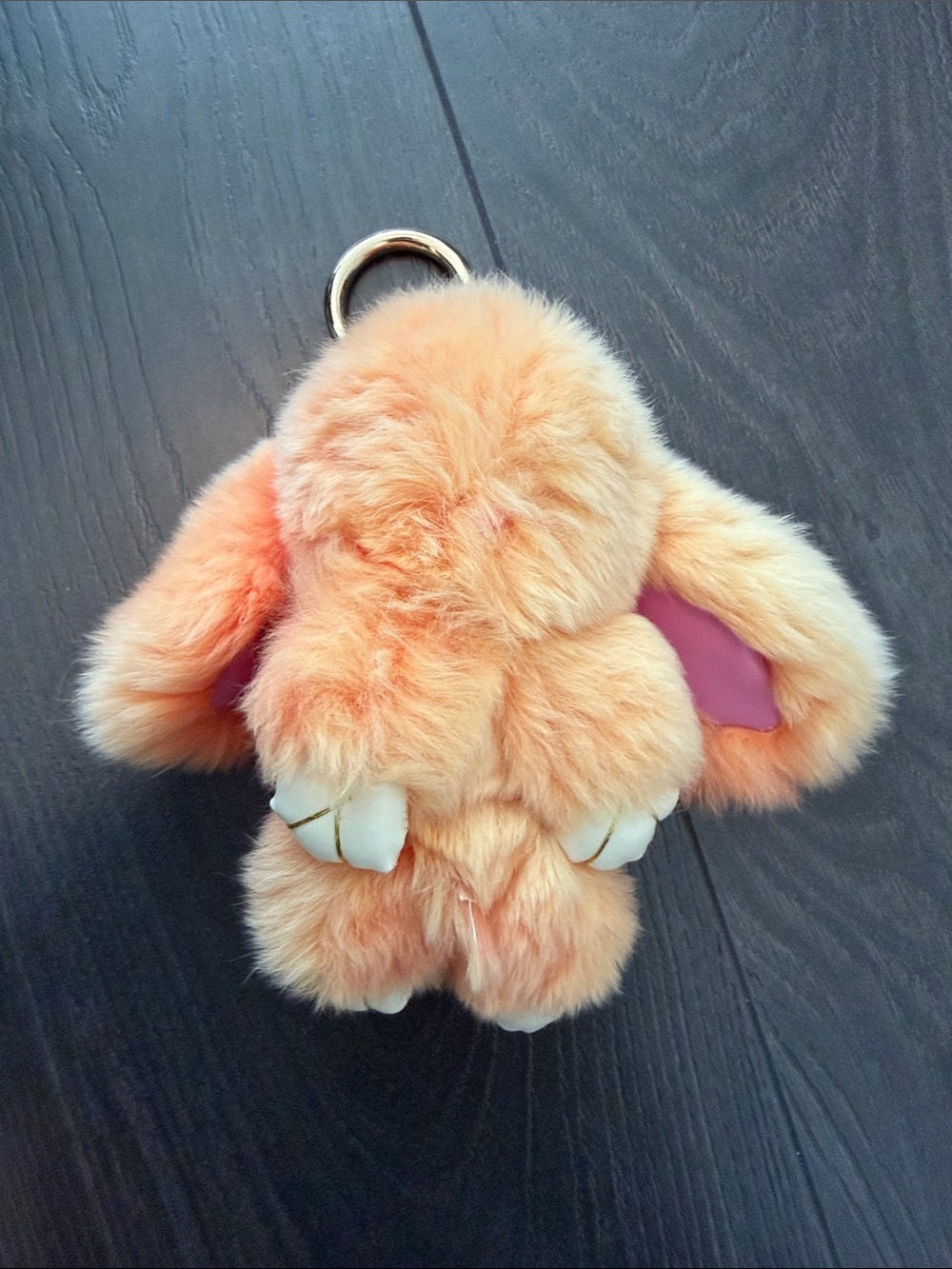Plush Orange Bunny Keychain - Cute Furry Bag Charm